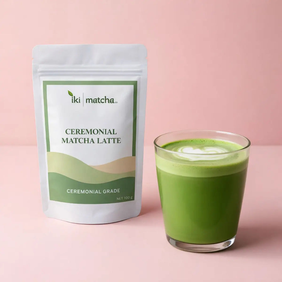 Kagoshima ceremonial matcha latte blend powder 100g pouch — iki Matcha Co Australia