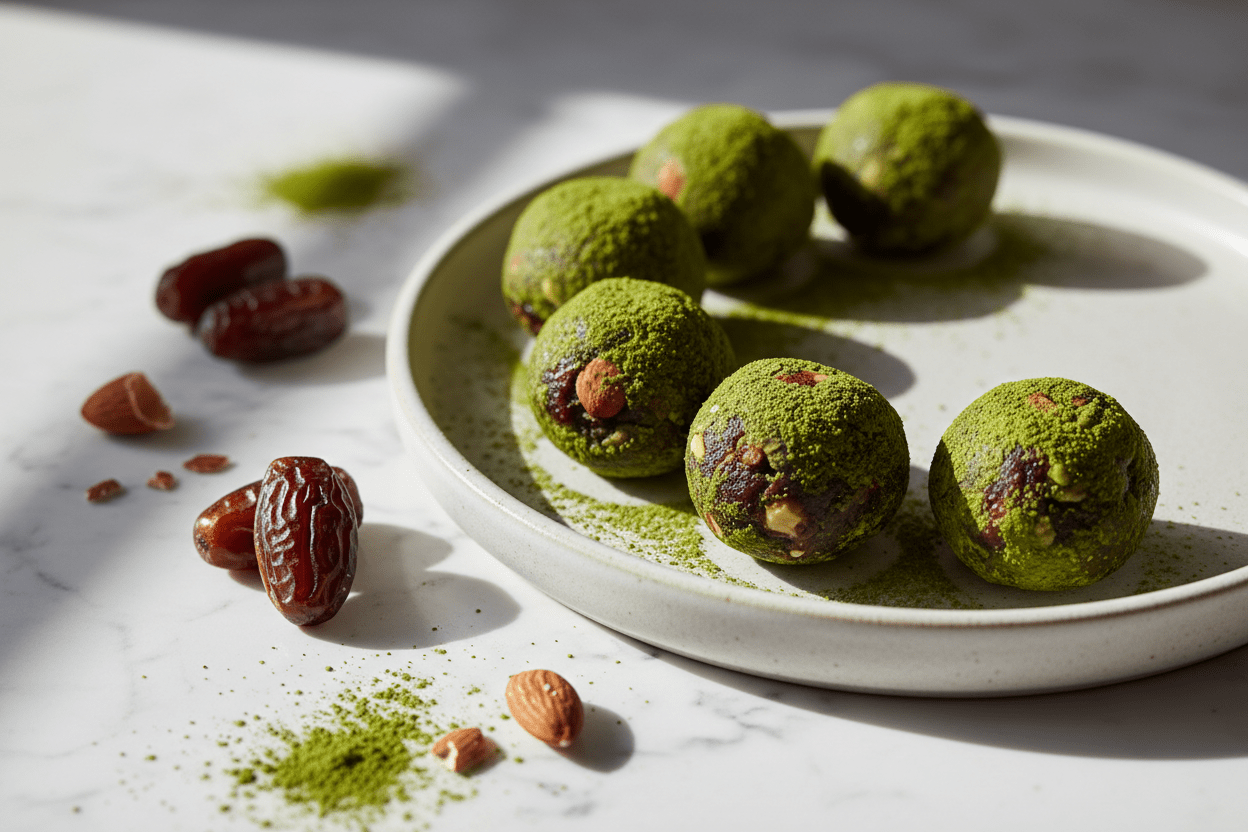 Dates & Matcha Energy Bites Ikimatcha.co