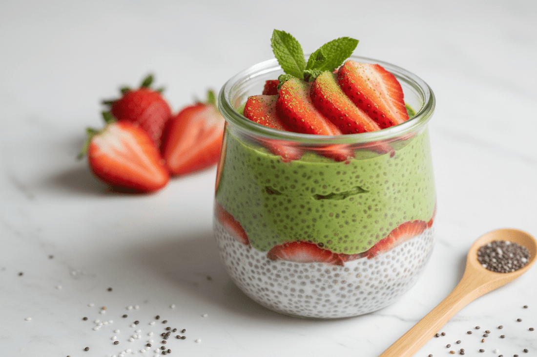 Strawberry Matcha Chia Pudding Ikimatcha.co