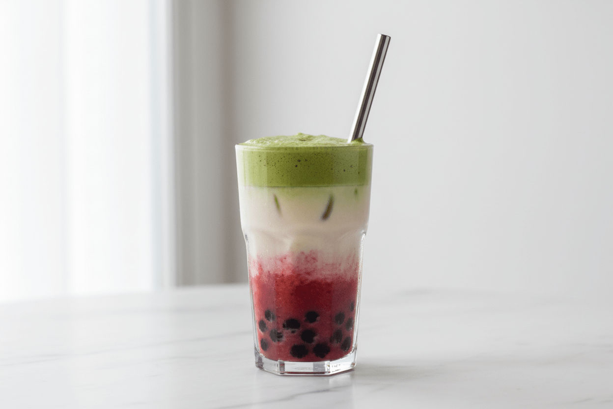 Strawberry Matcha Latte Bubble Tea Ikimatcha.co