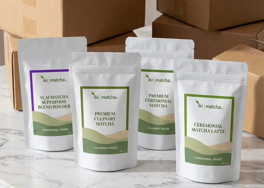 Recyclable eco-friendly matcha pouch